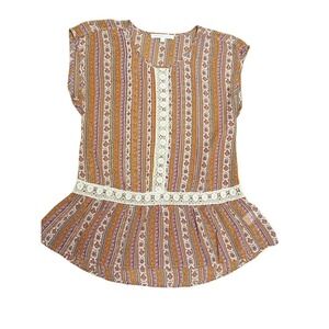 Daniel Rainn Bohemian Sheer Lace Short Sleeve Top